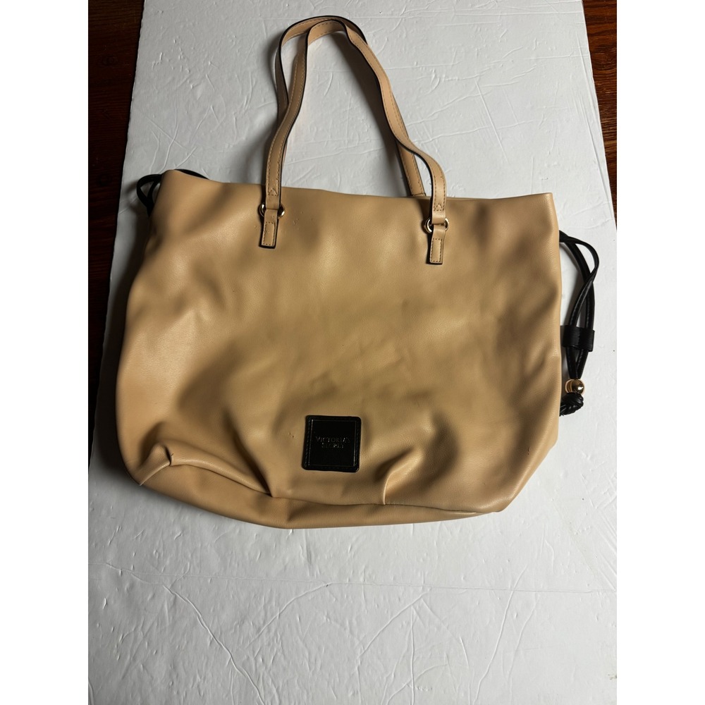 Victoria's Secret Tan Leather Tote Bag Drawstring Shoulder Bag